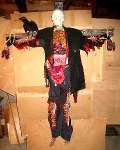 Clothed Scarecrow Prop in Ripped Clothes