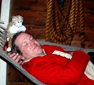Michael sleeping in a hammock