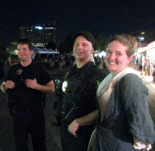 Kate with two security guys at the Art Show