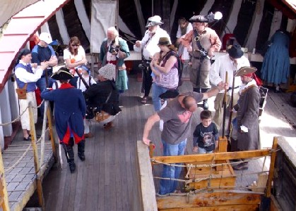 The pirates hanging around the gangplank