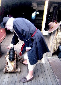 Mark preparing the cannon for lifting