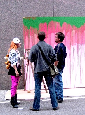 Artist chatting with girl