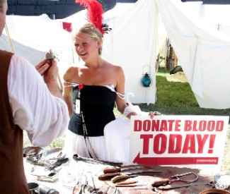 Presenting to the Donate Blood Girl