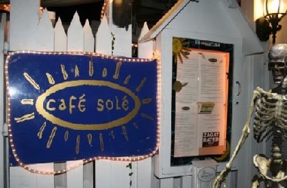 Cafe Sole Sign with Skeleton