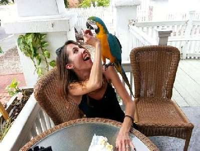 Christina and a Parrot