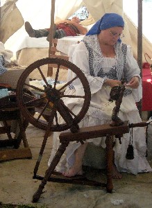 Diana Stevens and her spinning wheel