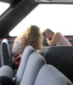 Girls sleeping on the Jet-Express