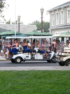 Bachelorettes in a golf cart