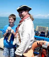 Michael and kid on ferry