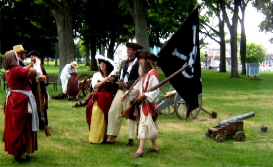 Pirates Celebrate with Their Flag