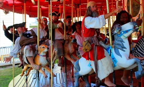 Some excited Pirates on the merry-go-round
