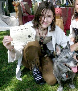 Clare Giving a Dog His Pirate Certificate