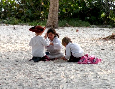 Thatcher kids on the beach