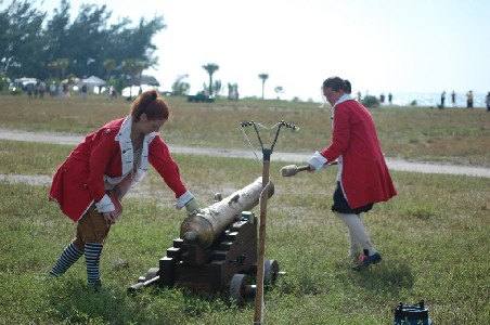 Jessi and Kate Bagley preparing the cannon