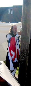Doug raising the pirate flag