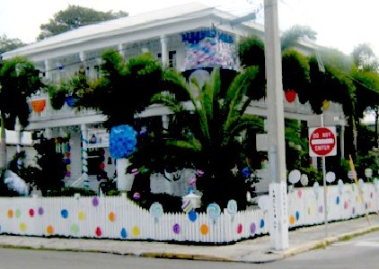 A Key West house decorated for Christmas