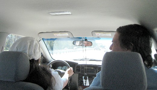 A picture of Diosa and Patrick in the front seats