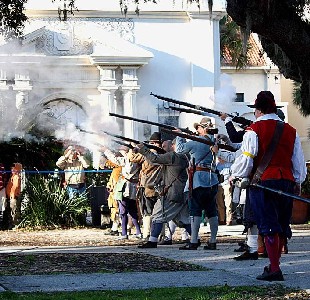 Bucaneers firing at the Spaniards